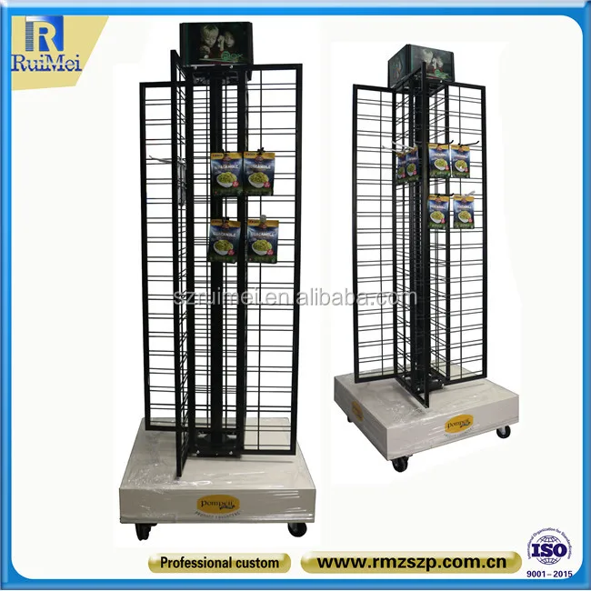 Rotating 3 Way Metal Wire Gridwall Mesh Grid Panel Display Rack With
