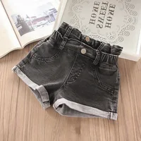 

2020 Summer Wholesale Girls kids solid black denim Shorts