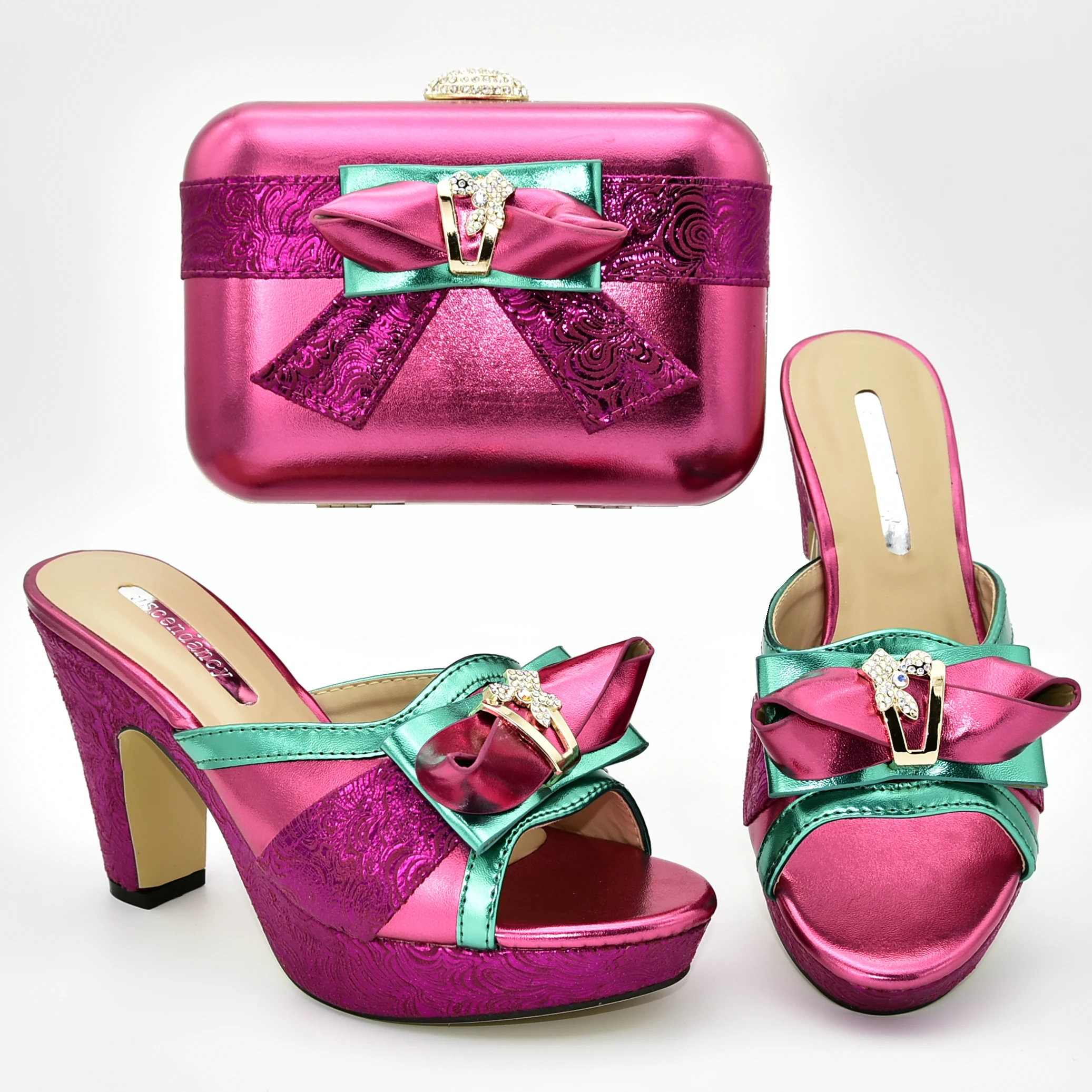 

Hotsale women shoes and matching bag set high heel 11cm pink shoes and matching clutch bag 636-2