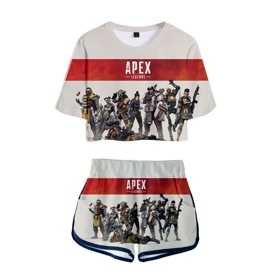 

Hot sale Apex legends crop top and short set stock no moq apex short set Ladies fashion apex short set supplier from China
