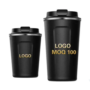 Image of Free Sample Travel Insulated Vacuum Thermos Stainless Steel Reusable Coffee Mug Cup 13 17 oz with Screw Lid