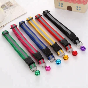 Image of Wholesale pet shop products pet dog reflective bell collar nylon adjustable night safety pet dogs cats bell necklace collar