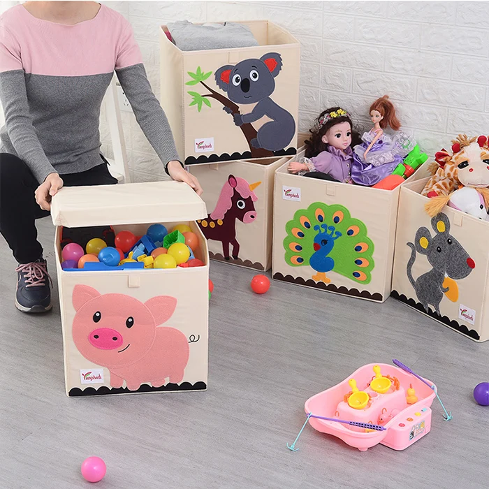 

Good Quality Folding Cartoon Fabric Toy Kid Storage Box, Customized color