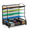 5-Tiers Mesh File Organizer Document Letter Tray Holder with Basket Drawer for Desktop