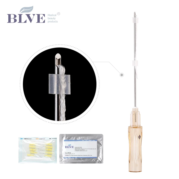 

23g 60mm Beauty sharp needle absorbable Face lift cog 3d cannula pdo thread