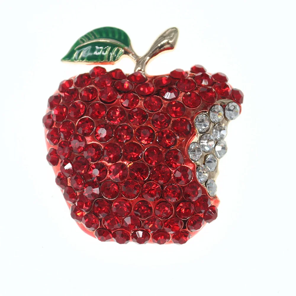 

China Wholesale High Quality Sparkly Red Apple Brooches Fruit Brooch Pin, Picture