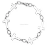 Cross Shape Charm Men Sterling Silver Bracelet Jewelry