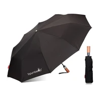 

Topumbrella Strong Windproof Automatic Open And Close Wood Handle 3 Fold Folding Umbrella