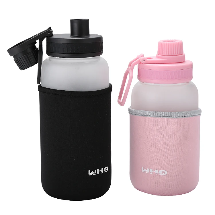 

500ml Portable travel water bottle glass water bottle with pouch