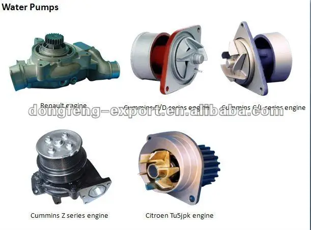 
OEM Automotive Water Pumps for Citroen Cummins and Renault Engines 