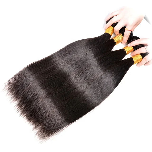 

100% Unprocessed Silk Straight Double Weft Expensive Hair Weft Brazilian Virgin Hair, Natural color #1b