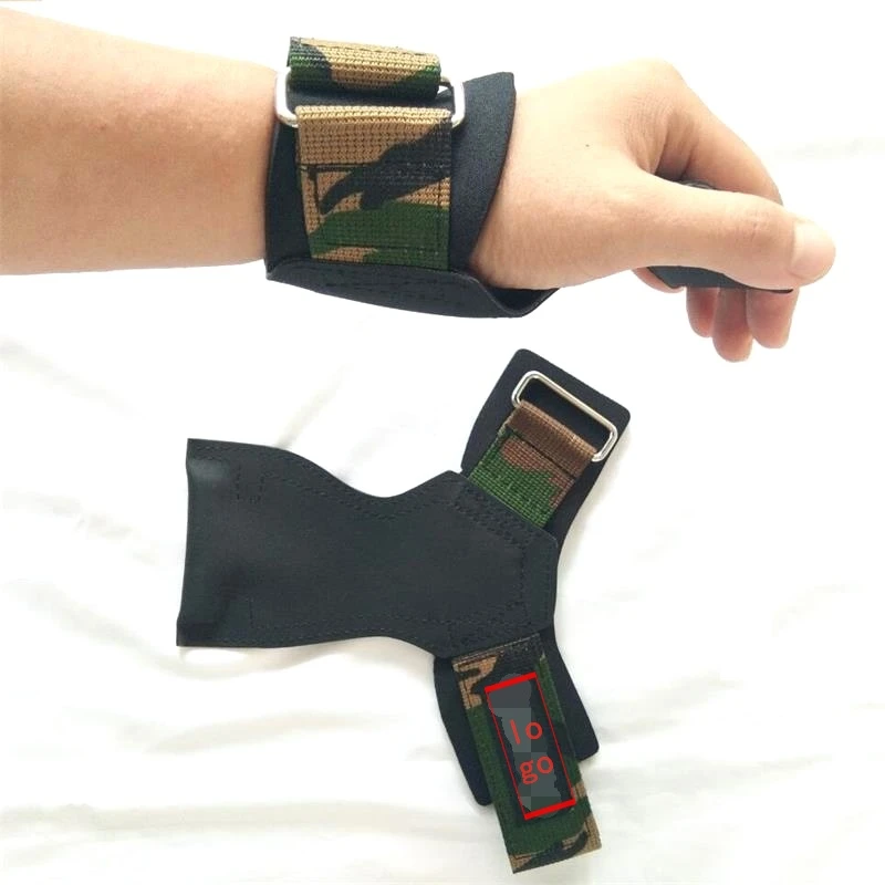 

High quality weight lifting gym hand grips, palm rubber pad,weight lifting wrist straps, Black camouflage colour rose red