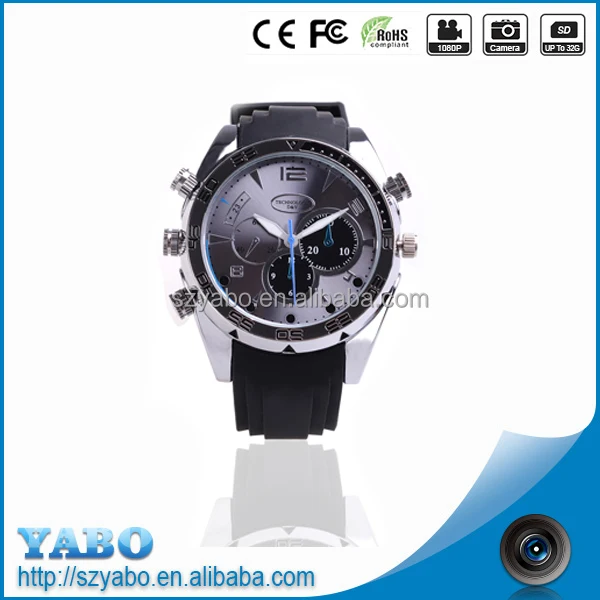 Factory 1080p 16Gb camera watch, night vision watch hidden camera, spy watch