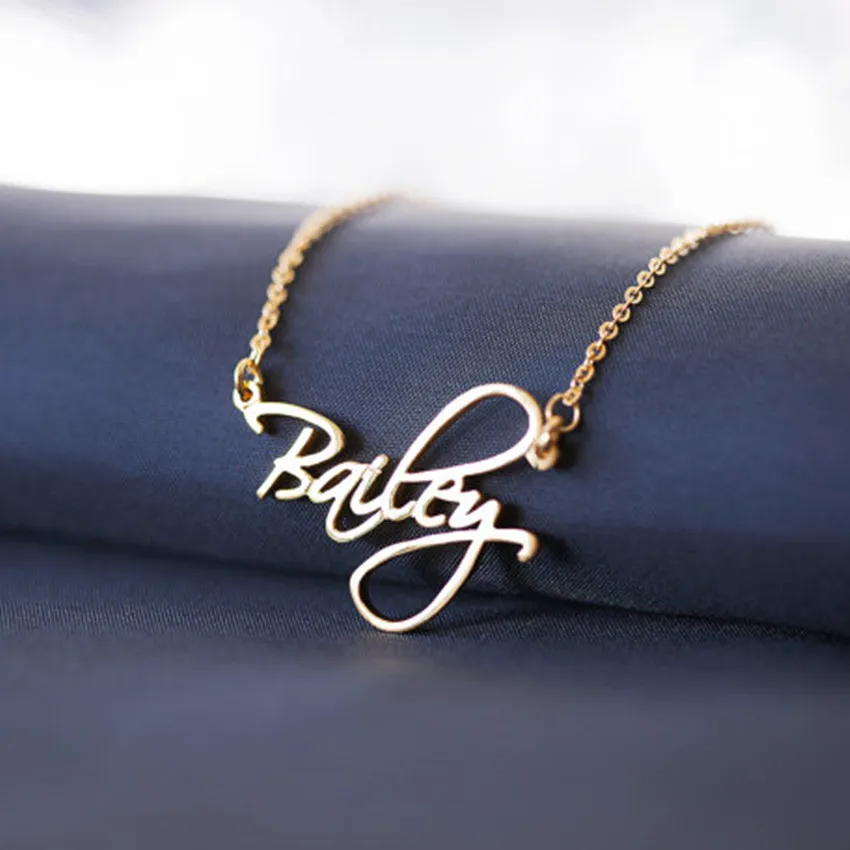 

Customised cursive letters initial name pendant necklace women girls fashion gift silver plated