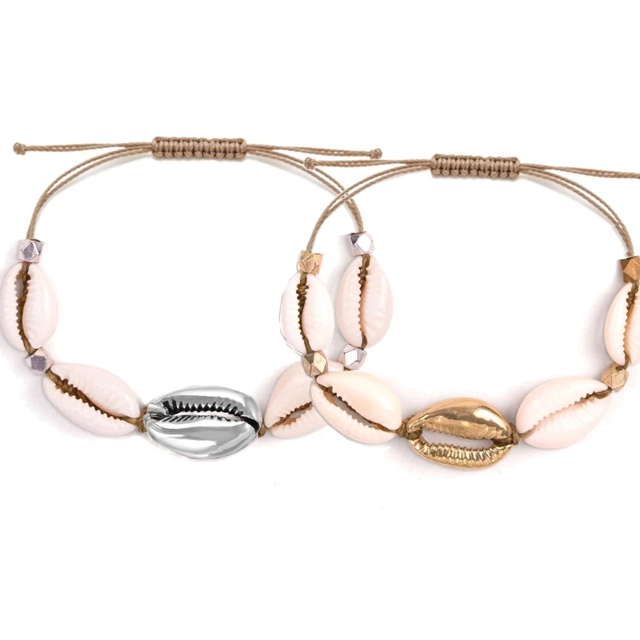 

Zooying Handmade Diy Charming jewelry Shell Bracelet for Woman, Gold;white