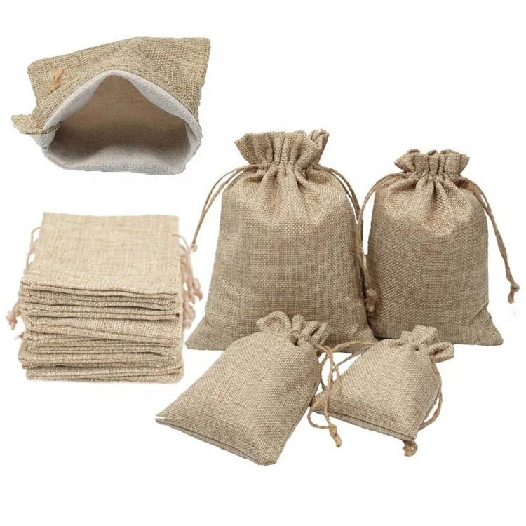 

Custom natural small hemp linen jute drawstring bag promotional linen jute pouch bag, Natural/beige/customized color