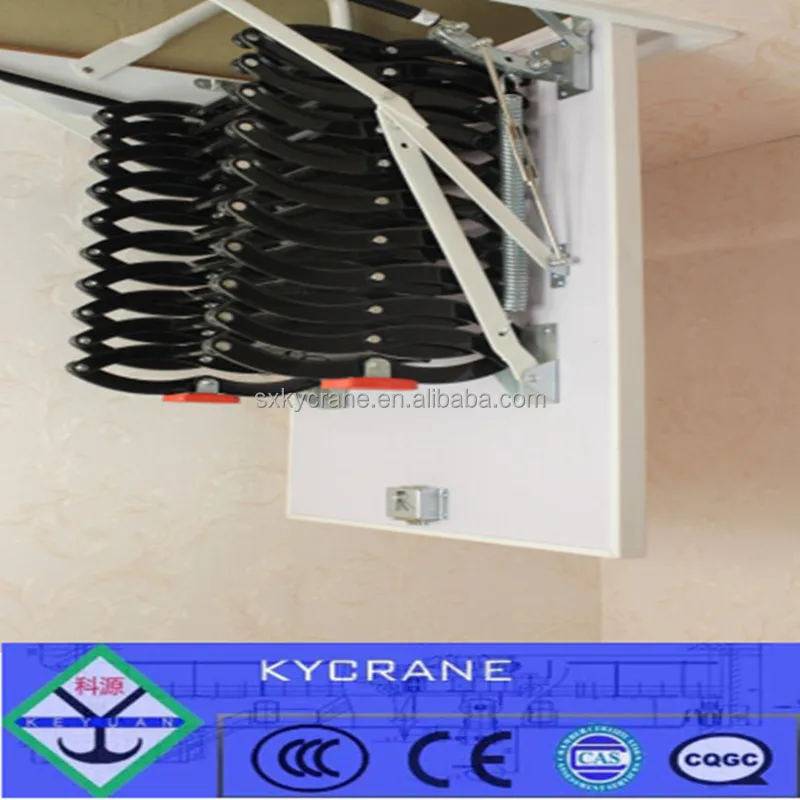 
electric remote aluminum telescopic loft ladder with handrail 