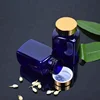 custom embossed logo 150ml blue square plastic PET bottle for pill packing