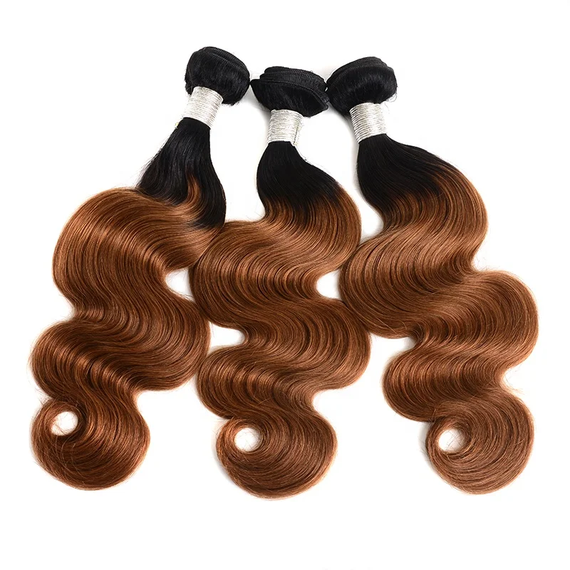 

100% human hair extension 10A Ombre Color Two Tone 1b/30 Body Wave Brazilian Cuticle Aligned Human Hair Weaving for Black Women