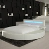 303# Modern bedroom furniture curved sharp design white LED round bed in genuine or synthetic leather