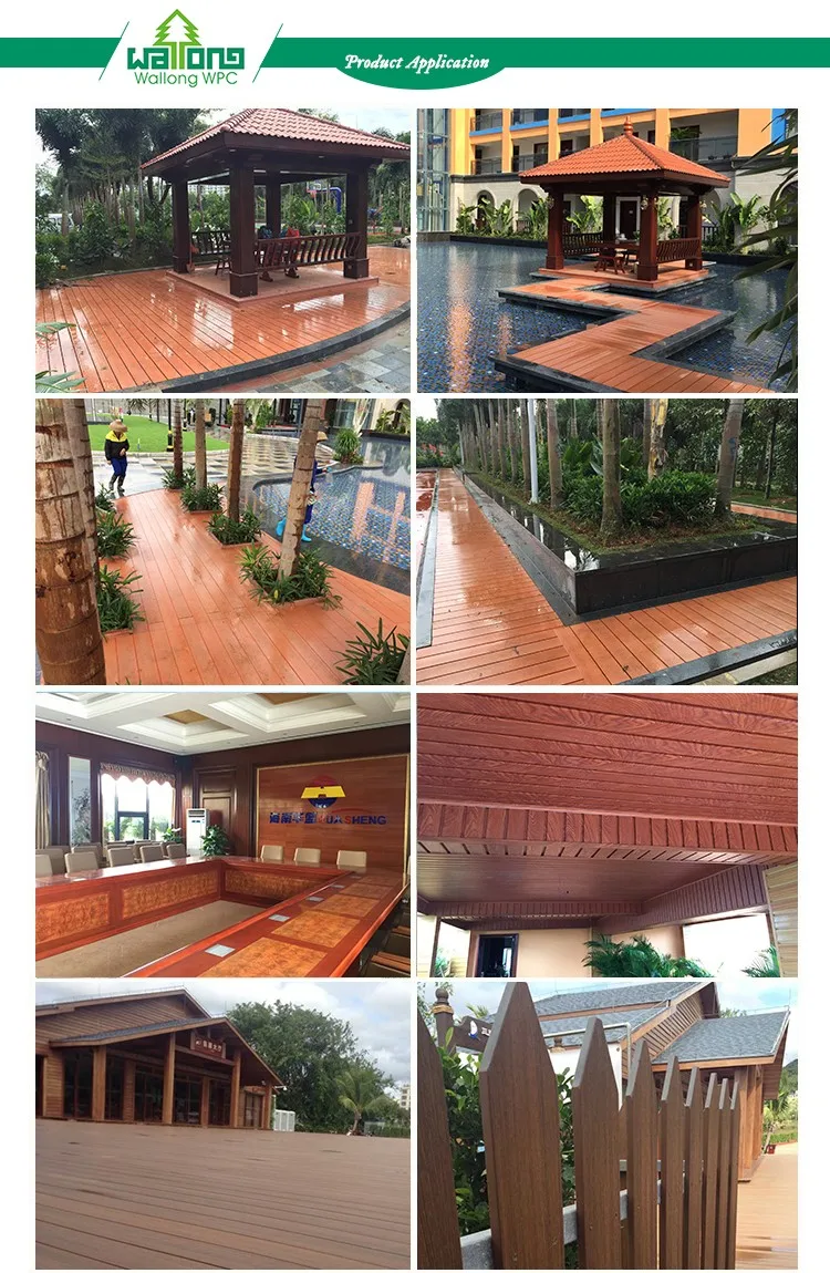 The most popular no pollution composite flooring teak color wpc decking