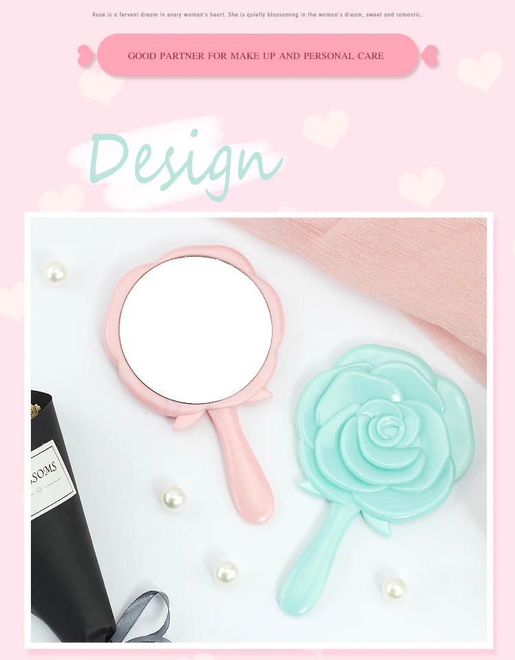Wholesale Plastic Princess Rose Cosmetic Mini Hand Held Mirror Buy