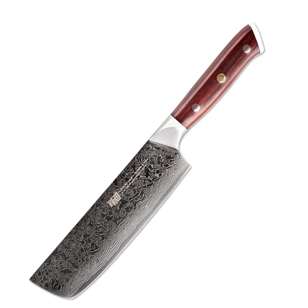 

AUS-10 Damascus Steel Rosewood Handle Damascus Knife 6.5 inch 67 layers nakiri Cleaver chef knife