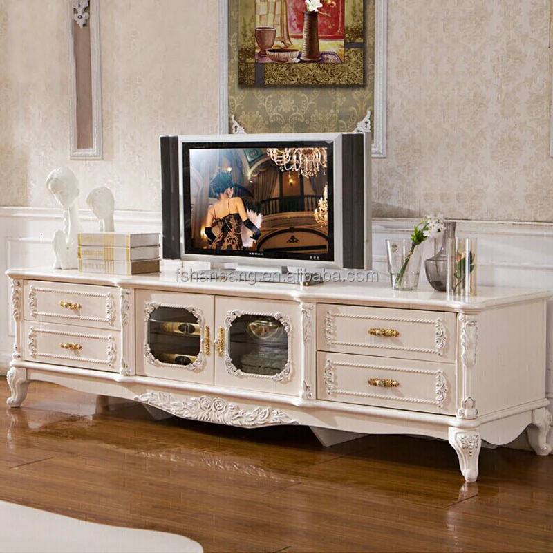 meuble tele baroque blanc