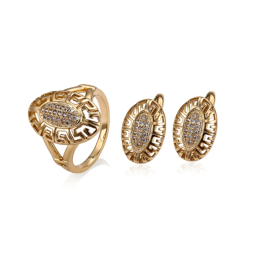 

64666 Xuping Jewelry Set for Women Ring and Earrings with 18K Gold Plated