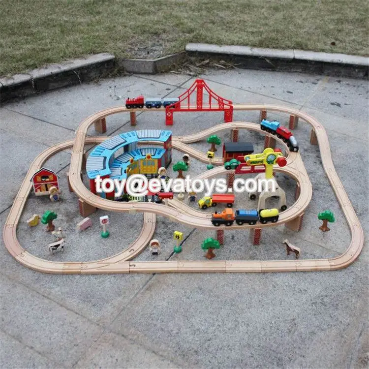 New Style 142 Pcs Children Construction Toy Wooden Toy Train Track