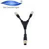Sensor waterproof 12 pin m12 circular connector to rj45 splitter network y cable