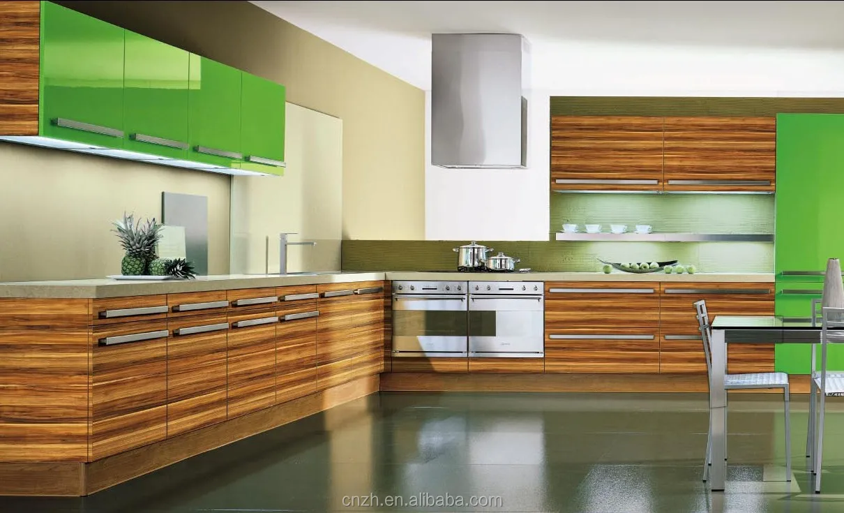 High End Fiber Woodgrain Laminated Kitchen Cabinet With Uv