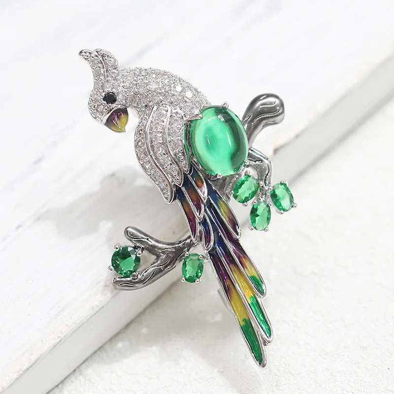 

wholesale quality jewel parrot brooches scarf pin animal bird design