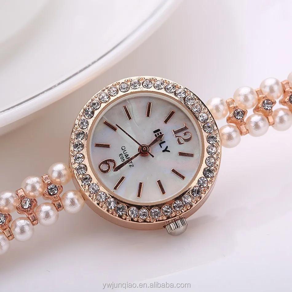 新款品牌黄金手表珍珠奢华宝石手镯手表女装时尚手表 - buy bracelet