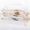 Tiny Nature Stone String Line Skinny Bar Gemstone Birthstone Delicate Chain Bracelet