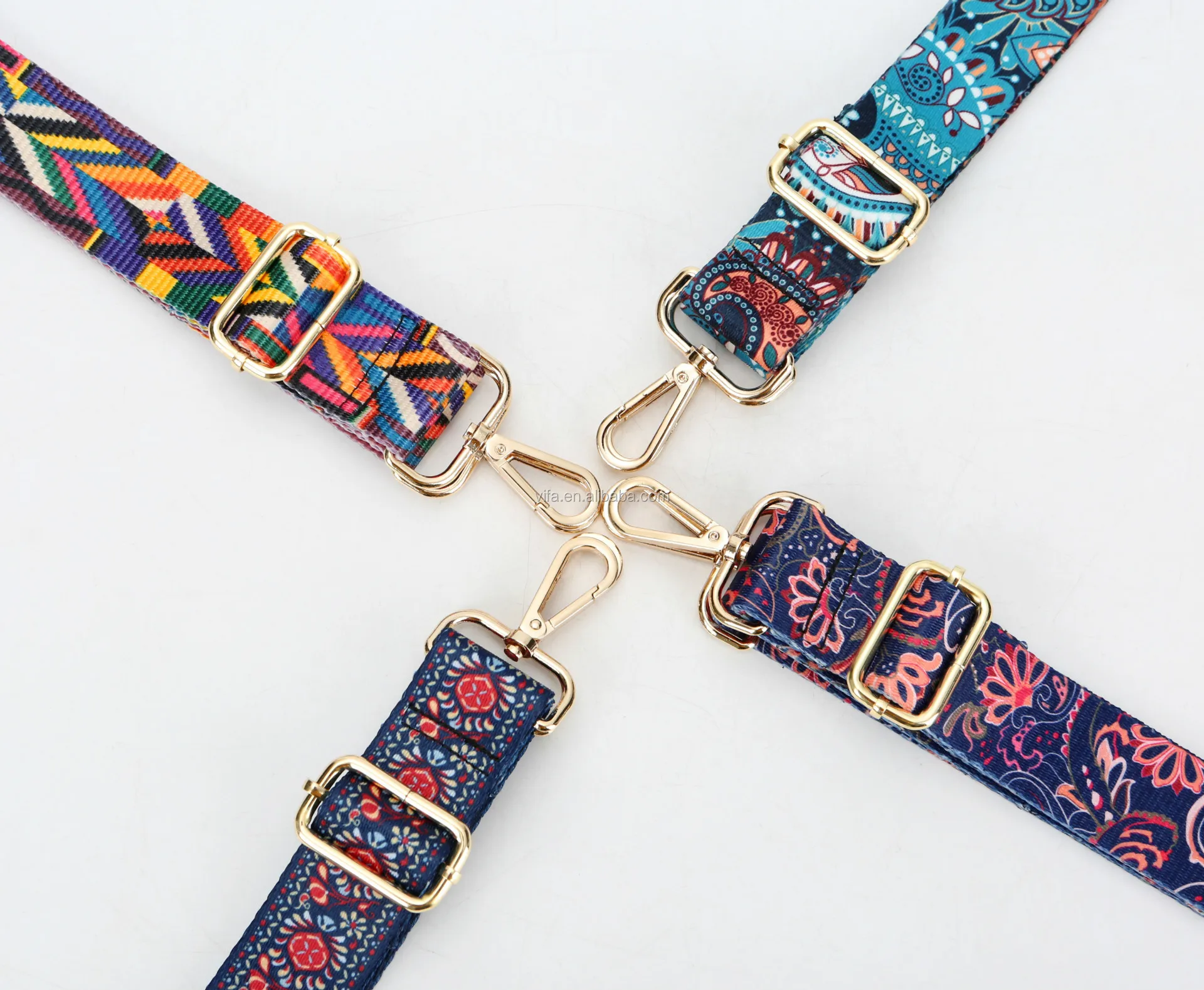 Multi Color Bohemian Print Nylon Crossbody Bag Wider Strap Shoulder