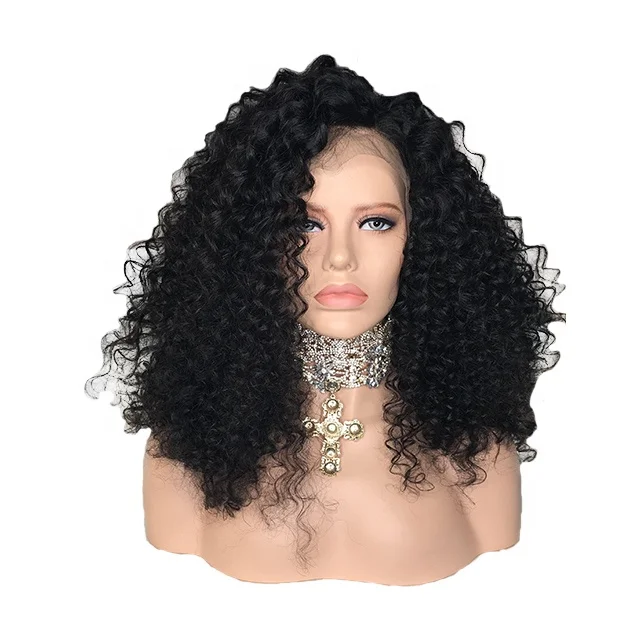 

High Quality 7A Remy Hair Cheap 13 by 6 Lace Front Black Curly Wig With Baby Hair