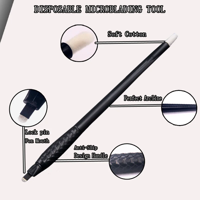 

disposable manual tebori blade pmu machine 18u 0.16 0.15mm private label eyeborw microblading tattoo pen, Black