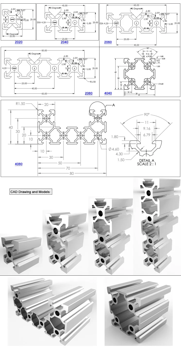 2020 30 40 Series Aluminium Extrusion Profile T-Slot CNC 3D Printer Openbuilds