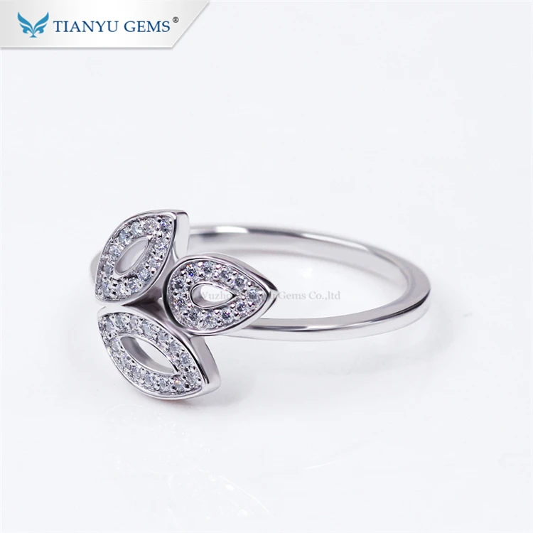 

tianyu gems hand made 925 sterling silver gold plated moissanite wedding ring for ladies