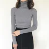 Hot sale Winter high neck women's basic pullover grey sweater