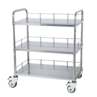 Stainless steel operating room crash trolley cart in hospital instrument trolley