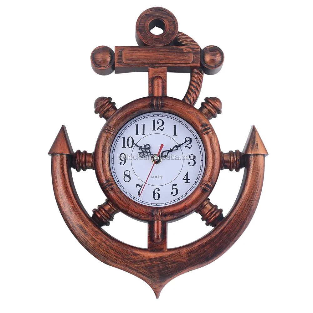 

Anchor Wall Clock Nautical Clock, Brown red