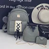Fashion Designer Lady Bag 2019 Korean Large Capacity Backpack 3 Piece Set Schoolbag with fur ball pendant Girls Handbag