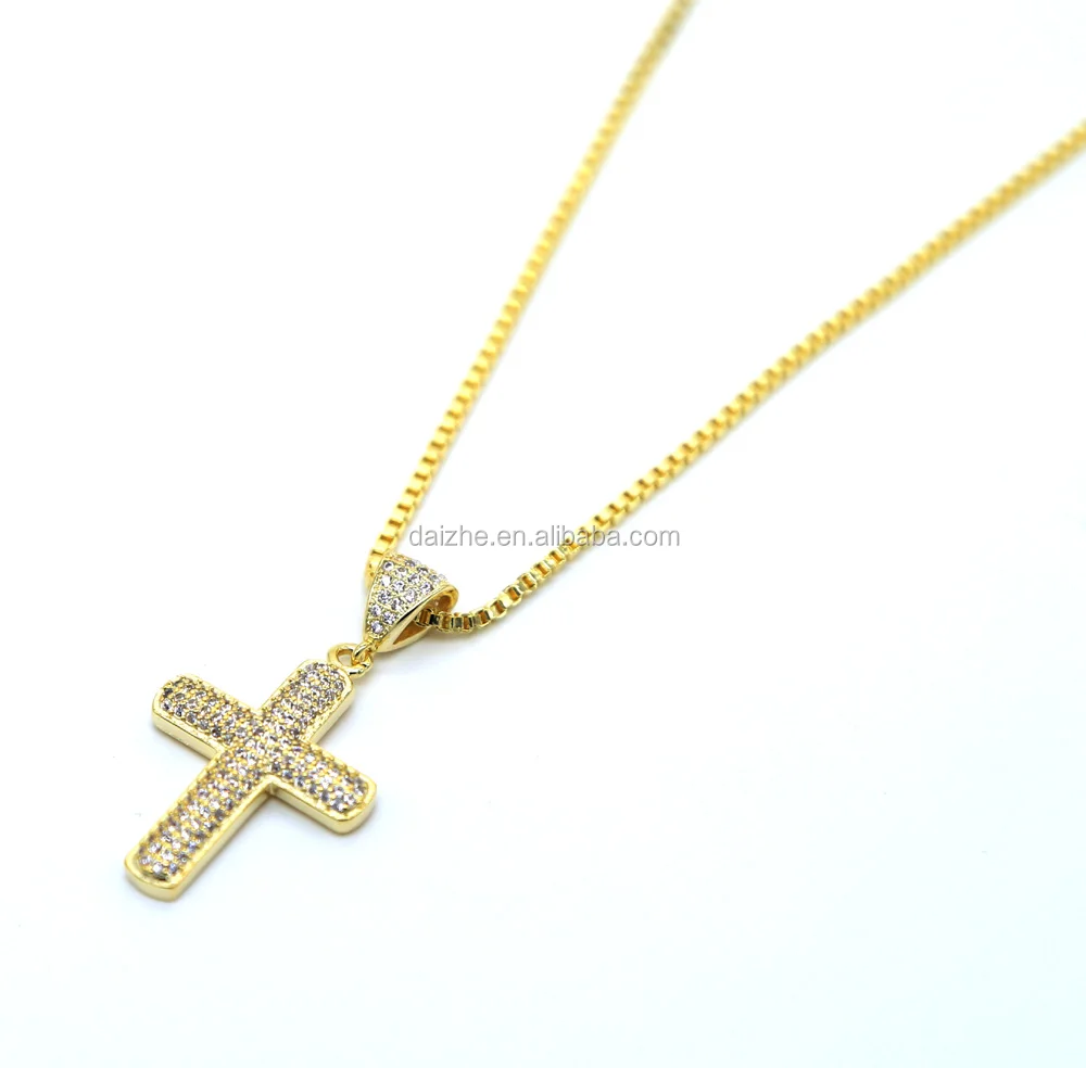 

high quality stock Night club men boys gold chain hip hop bling gold cross necklace