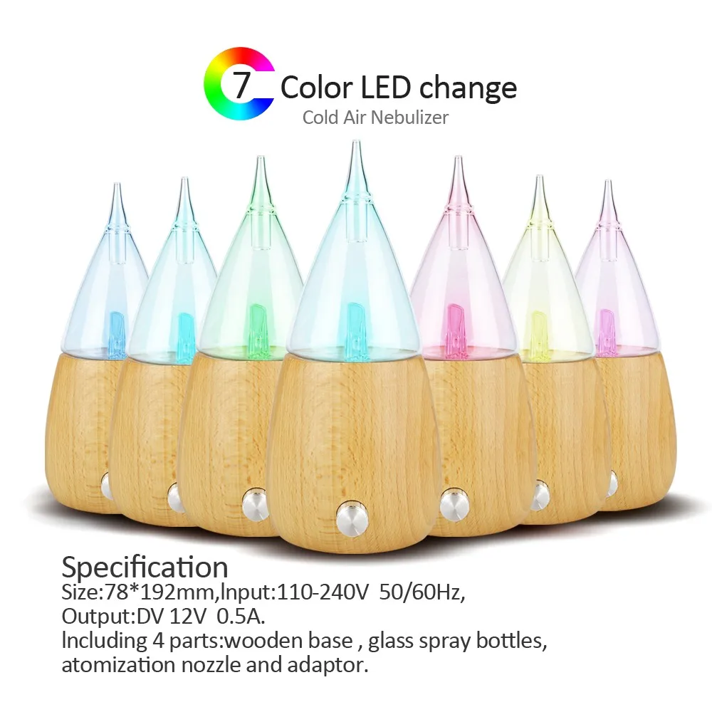 Hot Selling Electric Aroma Nebulizing Diffuser With Wood Base & Glass