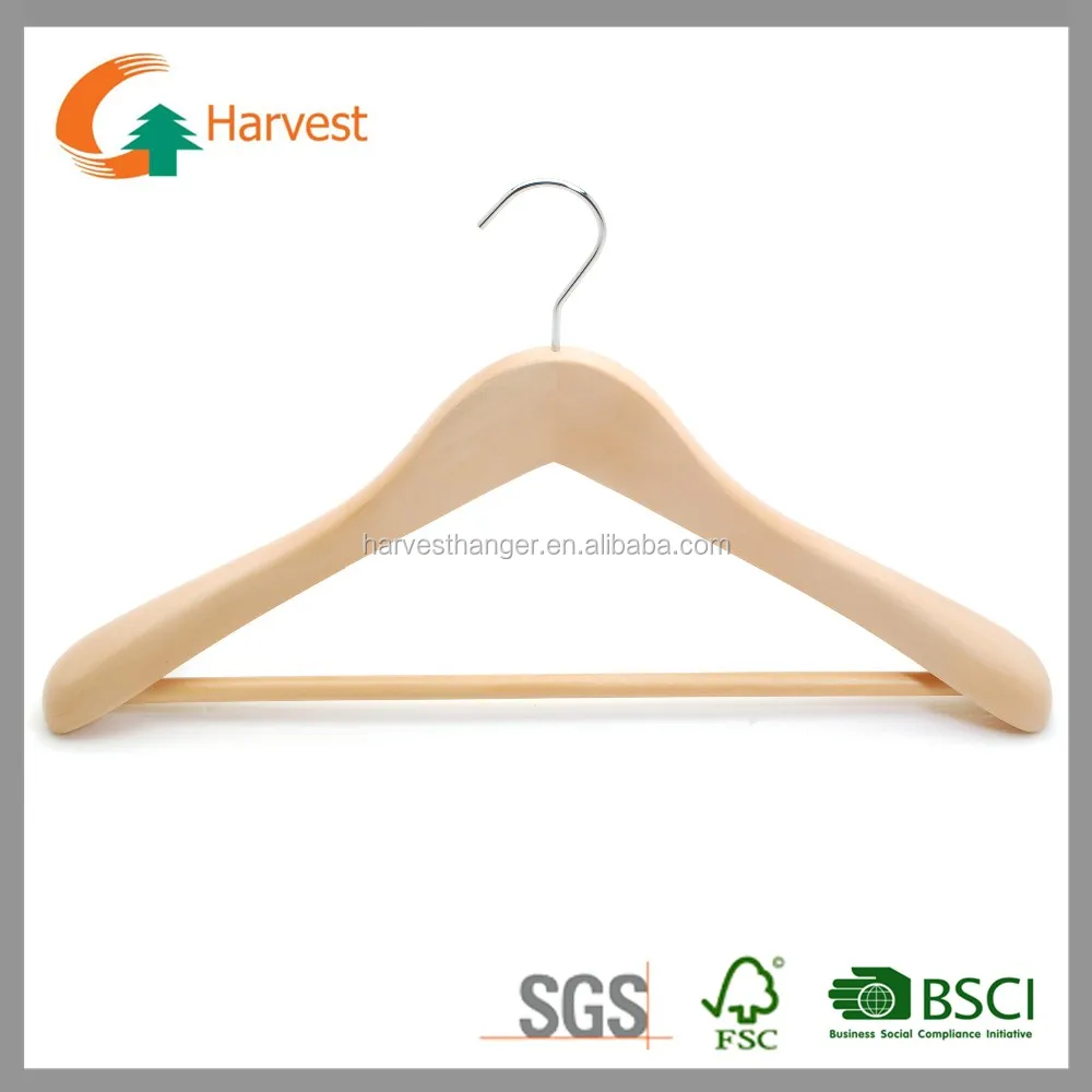 
Natural Wooden Clothes Hanger with bar 