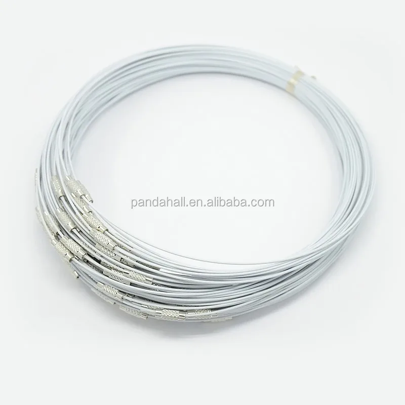 

PandaHall White Steel Wire Brass Screw Clasp Necklace Cord for DIY Jewelry Making
