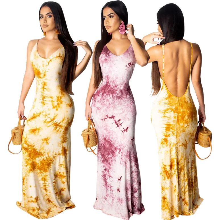 

Sexy Party Long Dress Women V Neck Spaghetti Strap Backless Summer Dresses 2019 Elegant Mermaid Maxi Dress