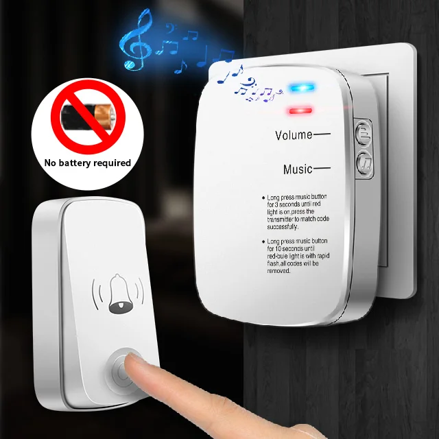 
Wireless 220v doorbell with 1 transmitter 1 receivers US Plug ding dong door bell best wireless doorbell 